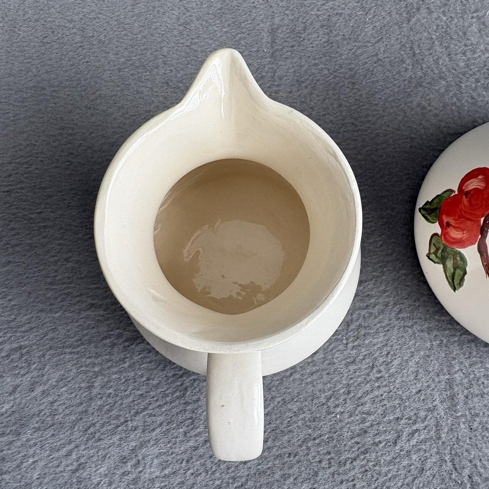 Apple Red Cream And Sugar Set Hand painted Vintage Dinnerware MCM Handmade - Picture 5 of 16